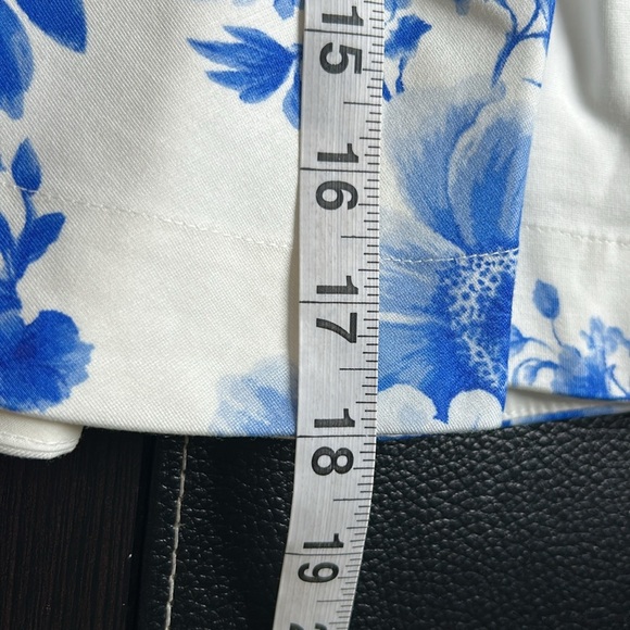 Anthropologie Maeve Square Neck Peplum Tank Top Blue White Pattern Sz S NEW - Picture 12 of 13